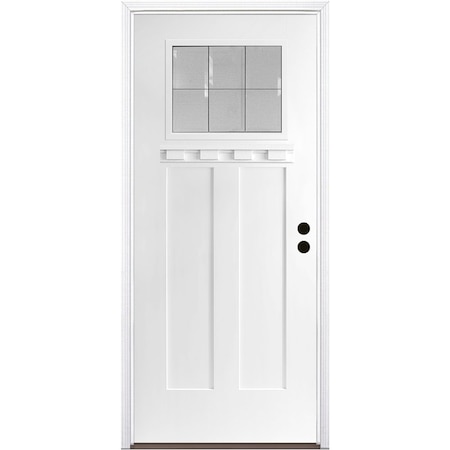 Codel Doors 32" x 80" Primed White Shaker Exterior Fiberglass Door 2868LHISPSFHFLS200P49161DB